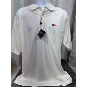 Bobby Jones Mens Ivory Peruvian Cotton UBS Logo Polo Shirt Size Large NWT